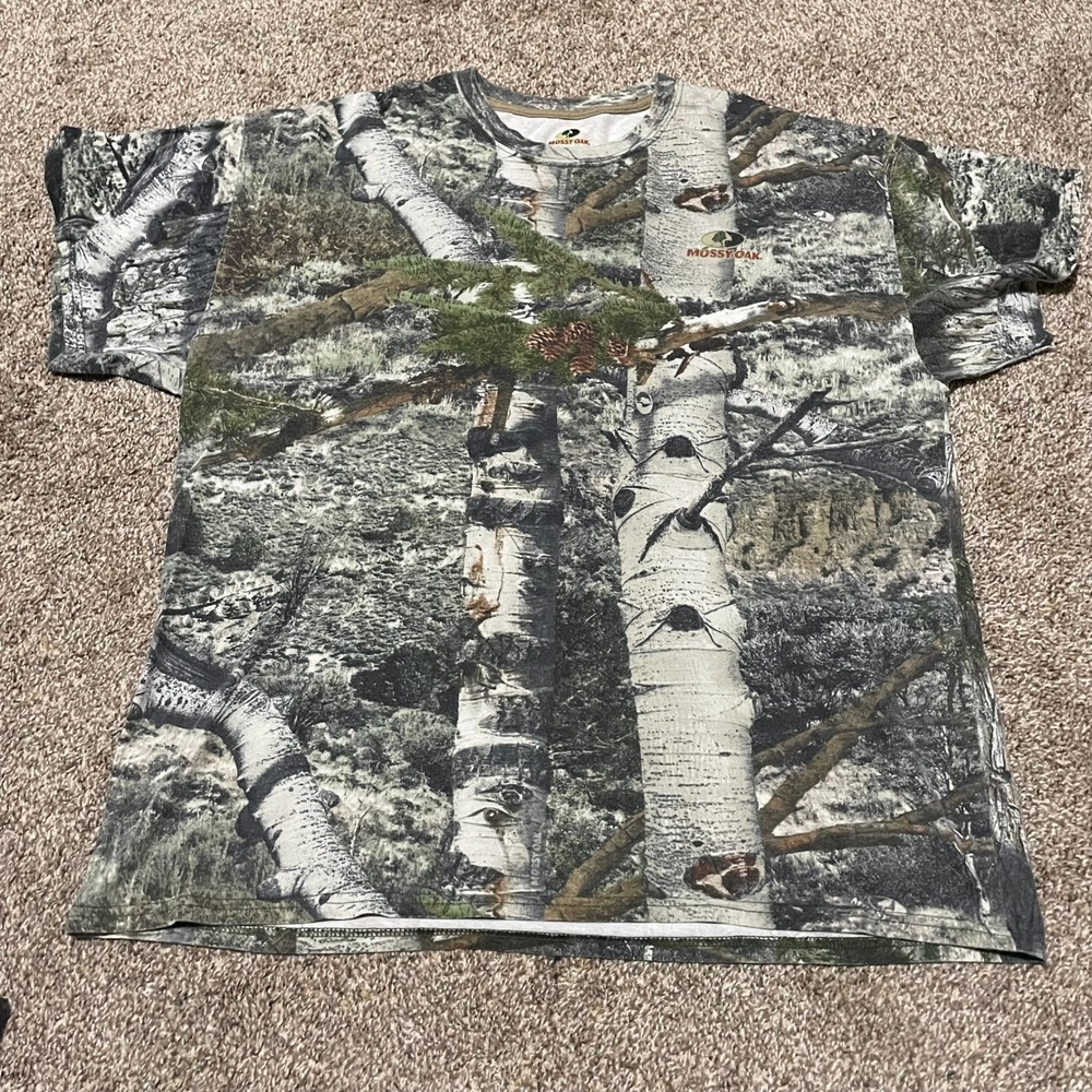 Mossy Oak Mens XL T-Shirt Tree Camo Hunting Outdoors Graphic Top